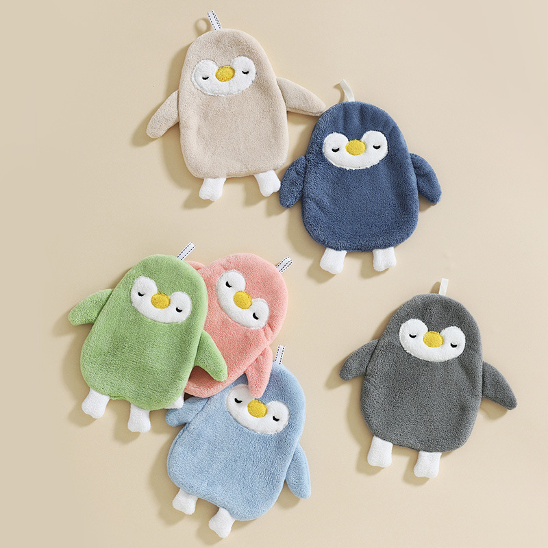 Coral velvet hand towel hanging kitchen bathroom absorbent towel cartoon hand towel animal hand towel
