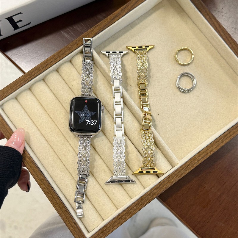 New Lace Copper Chain Metal Suitable for Applewatchs9/S8 Strap Iwatch765 Apple Watch Se11