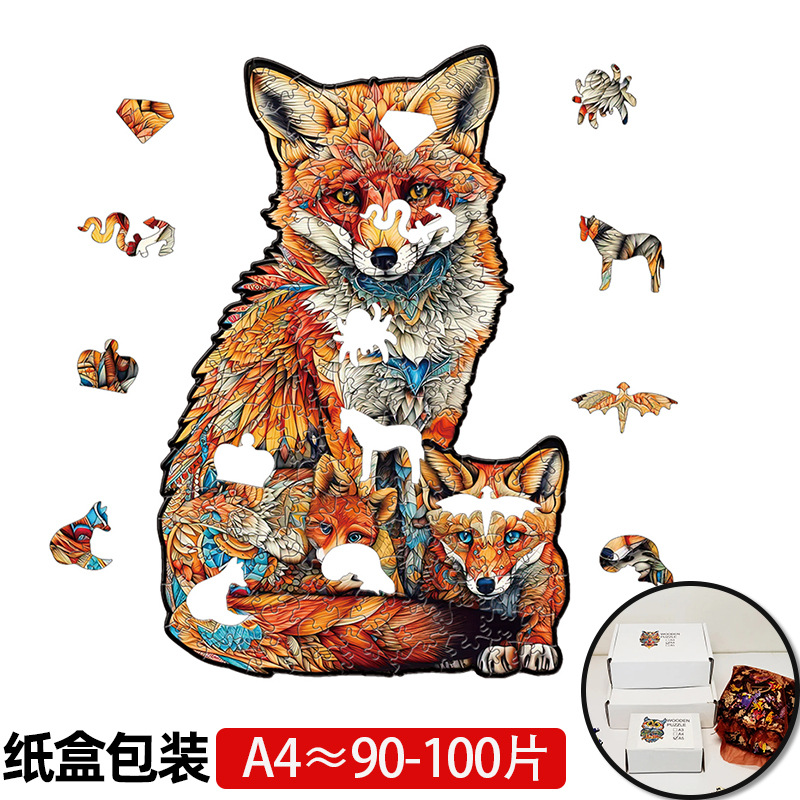  Rompecabezas 3D de madera cortado con láser, diseño de animales, juguete educativo artesanal