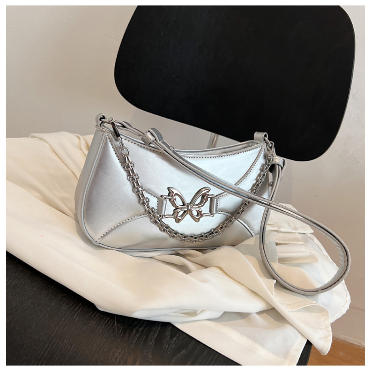 Women's Small Pu Leather Butterfly Streetwear Pillow Shape Zipper Underarm Bag display picture 7