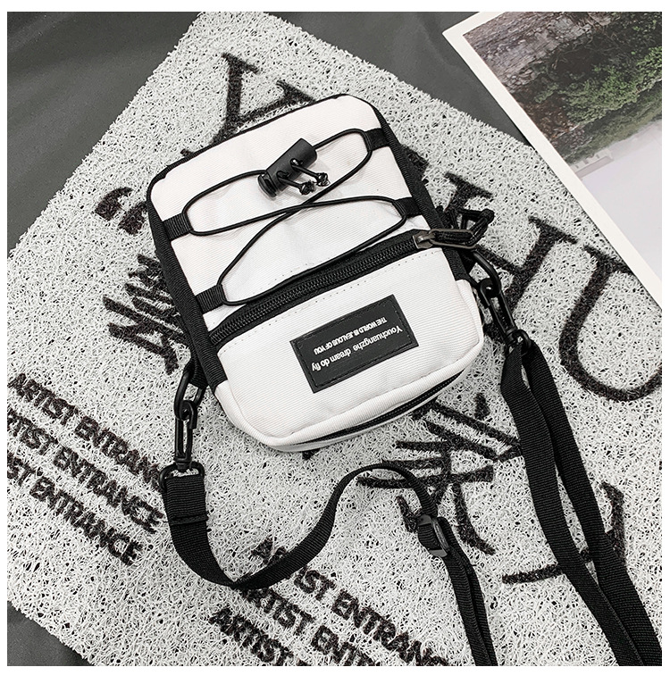 67g Weight Zipper Closure Type Single Shoulder Strap Strap Type Crossbody Bag Bags Type Nylon Material Letter Pattern Streetwear Style Square Shape Khaki, Light Grey, White, Black Color Small Size Small Nylon Letter Streetwear Square Zipper Crossbody Bag 30