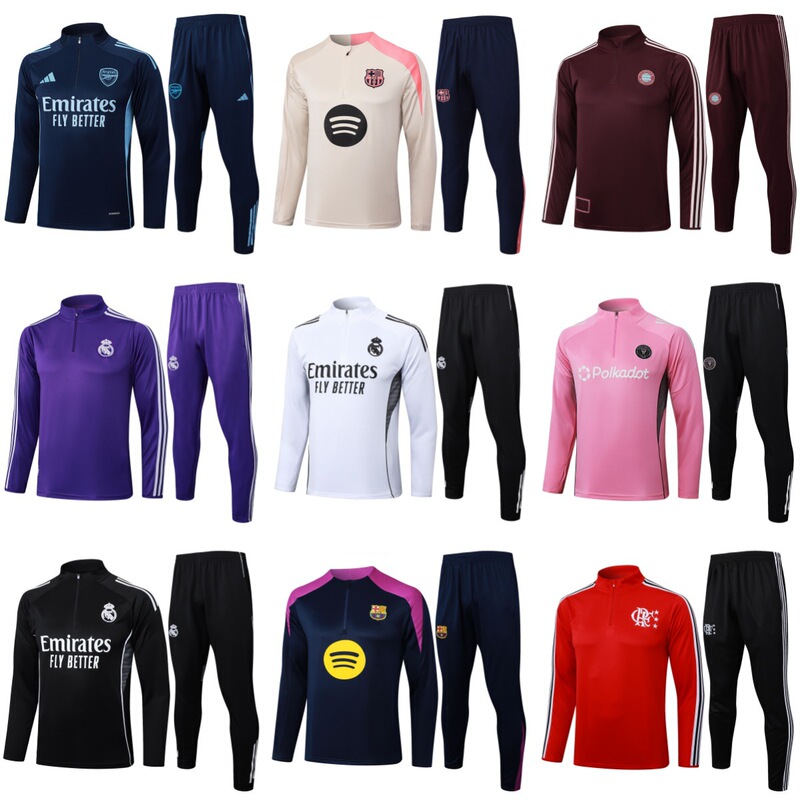 25-26 Real Madrid Football Training Uniform Paris Barcelona Arsenal Inter Milan Ac Marseille Flamengo Long-Sleeved Suit