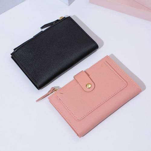 New Women's Wallet Short Wallet Women's Summer Thin Cute Simple Solid Color Student Coin Purse Women's Niche Design