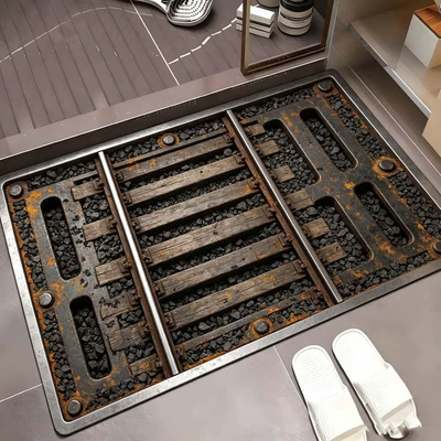 Cross-border Amazon 3D Visual Metal Avtomobil döşəmə paspasları - metal-grille-6-4060cmnew-diatom-mud