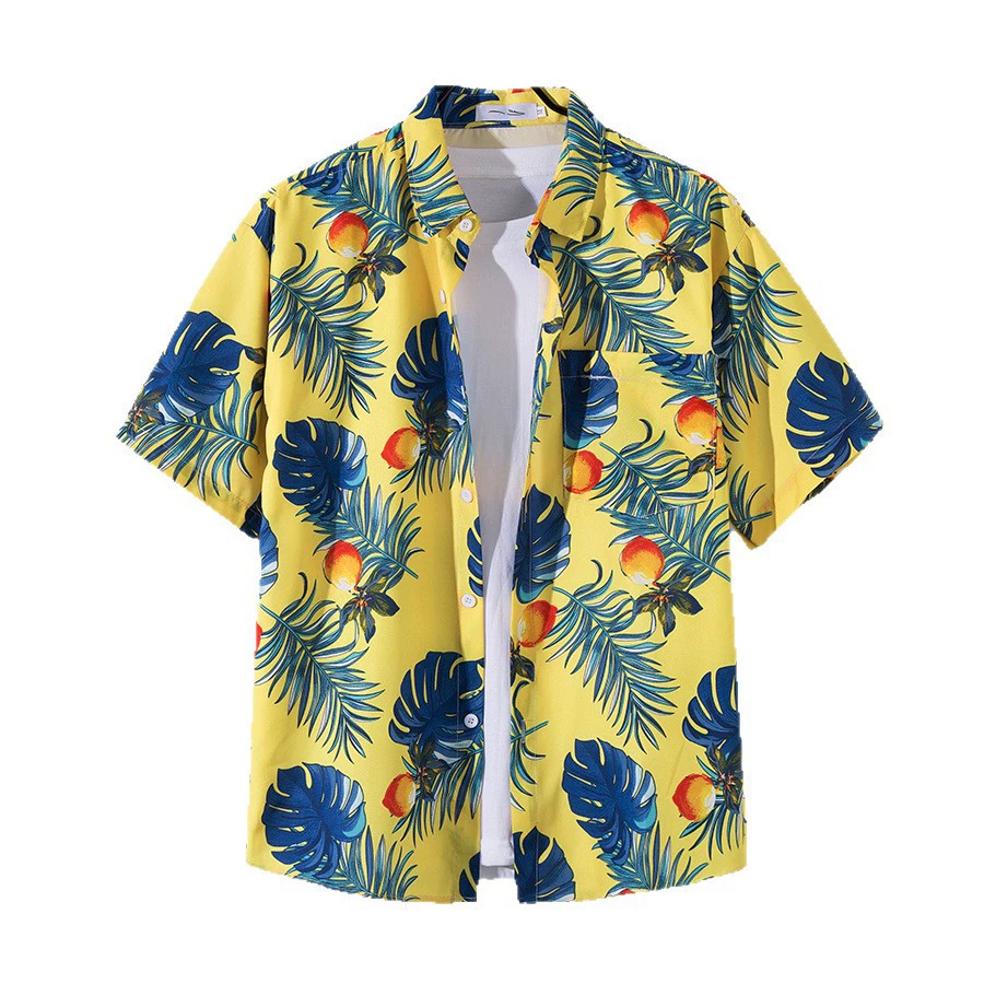 Пляжная рубашка, 3D цифровая печать, короткий рукав, размеры S–5XL, летний casual