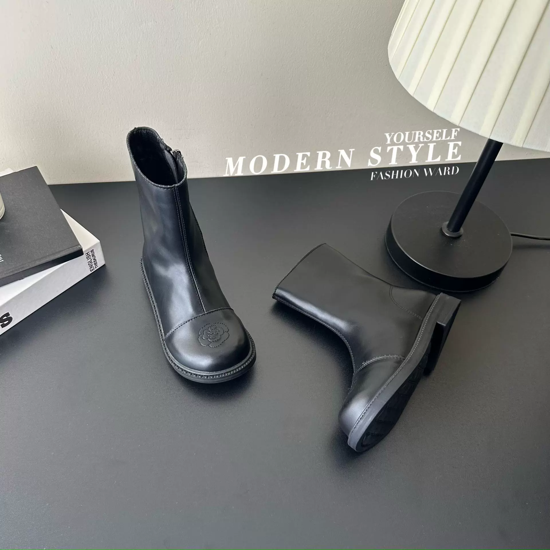 女童靴子2025新款秋冬长靴儿童长筒靴中大童山茶花中筒靴秋季皮靴