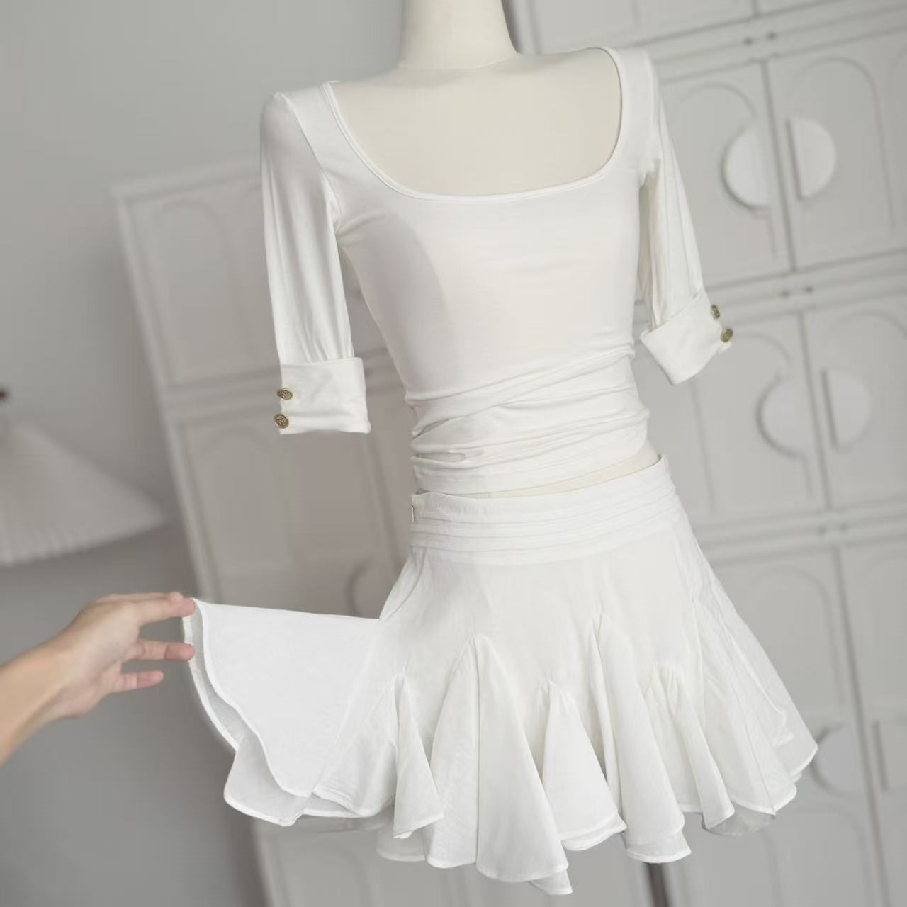 Oxygen Korean Girl's Cute Mid-sleeve Shirt, Summer Tight-fitting Elastic Half-sleeve Top For Women_ecoleips.com