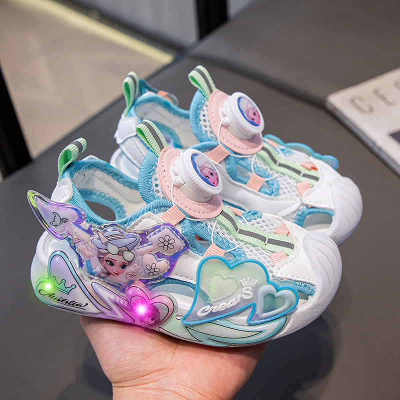 Summer sports sandals, non-slip cartoon shoes for princess, comfortable footwear, soft sole