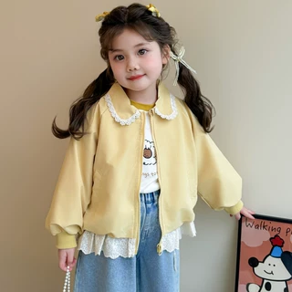 女童春季花边棒球服2026新款儿童春款洋气时髦外套女宝宝春装上衣