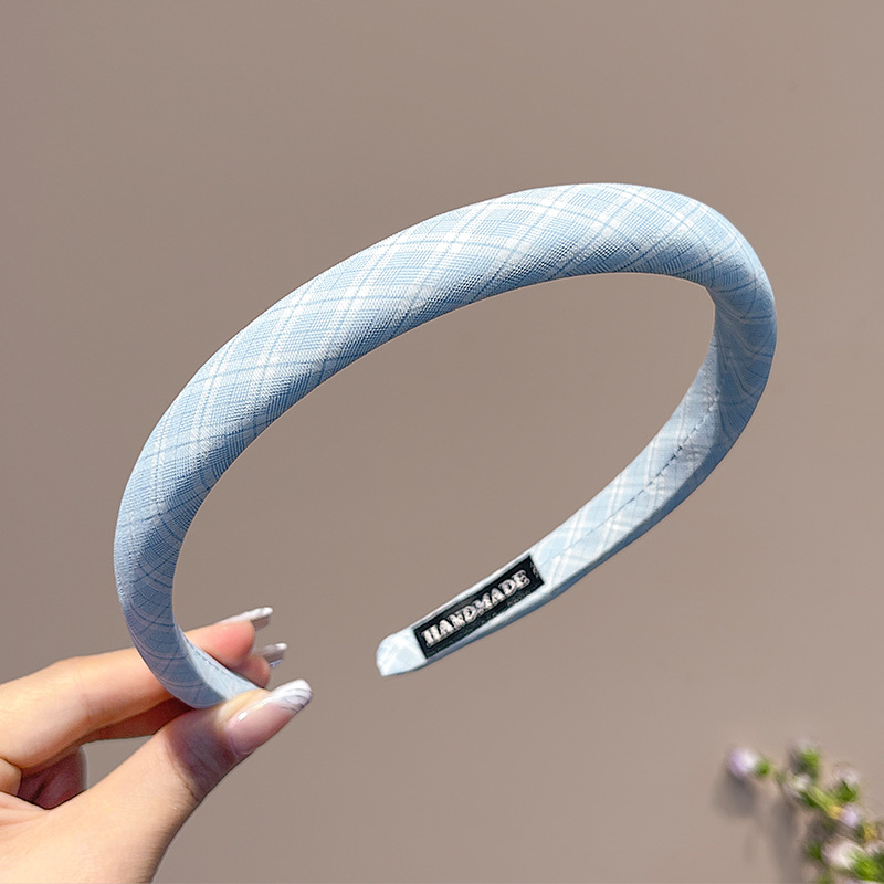 Pequeño aro de cabello azul fresco para mujeres primavera y verano estilo de cabello temperamento lavado de cara aro de cabello alto cráneo antideslizante presión tarjeta de cabello