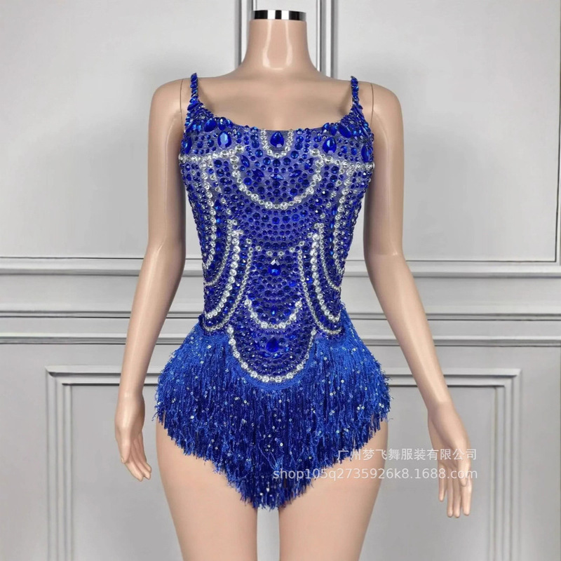 Taylor Swift Concert Same Style Blue Tassel Whitening Versatile Dance Music Festival Performance Clothing