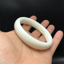 天然蓝田玉手镯吊坠 陕西蓝田象牙白镯子男女款情侣玉石商务礼品