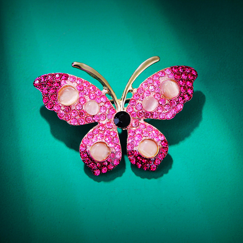 Mode Schmetterling Legierung Überzug Inlay Strasssteine Frau Broschen display picture 5