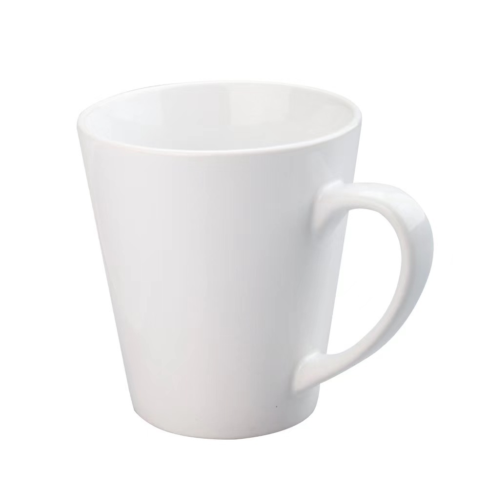 12oz咖啡杯子厂家直销热转印涂层杯批发光面锥形陶瓷杯批发创意外