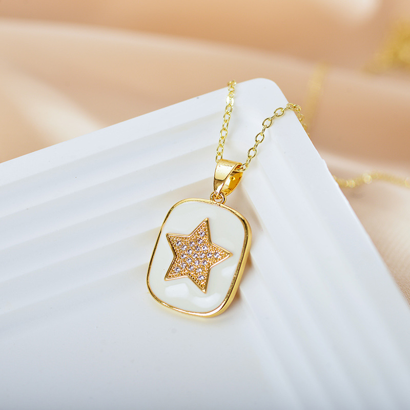 Fashion Pentagram Alloy Plating Rhinestones Womenu0027S Pendant Necklace