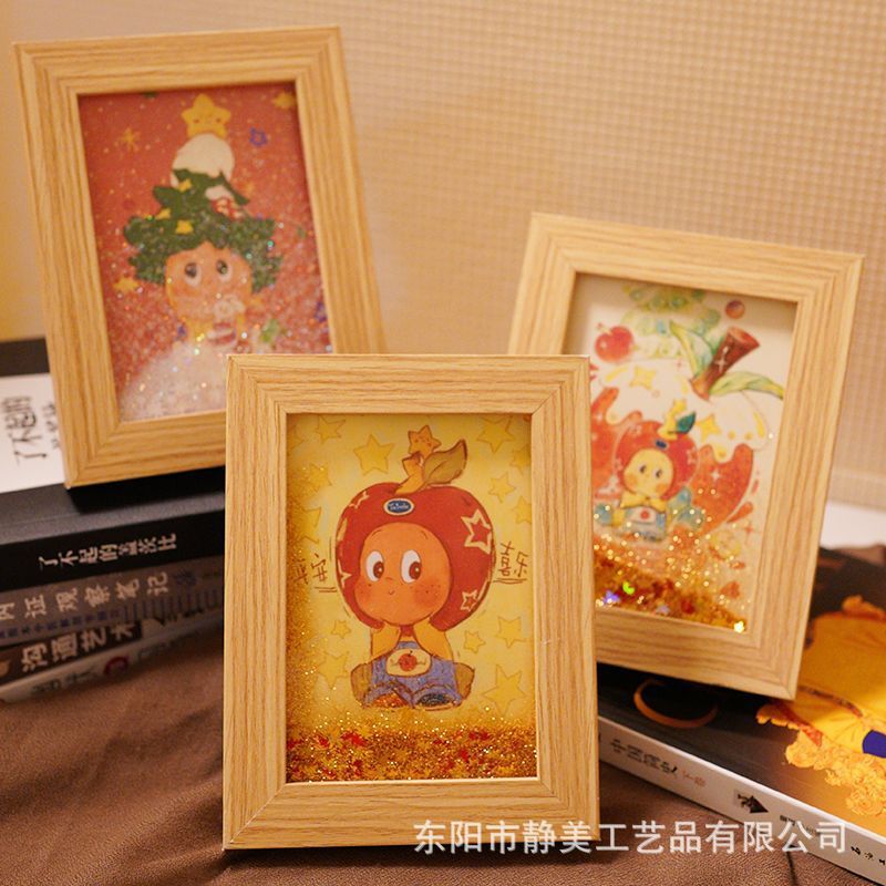 Quicksand Painting Photo Frame Table Setting Cartoon Christmas Star Quicksand Painting Frame for Kidsren and Best Friends to Send Peace and Blessing Gifts