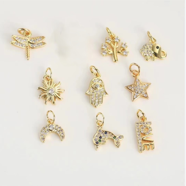 Cross-Border Evil Eye Palm Dragonfly Pendant Star Pendant DIY Jewelry Earrings Necklace Gold-Plated Accessories Wholesale