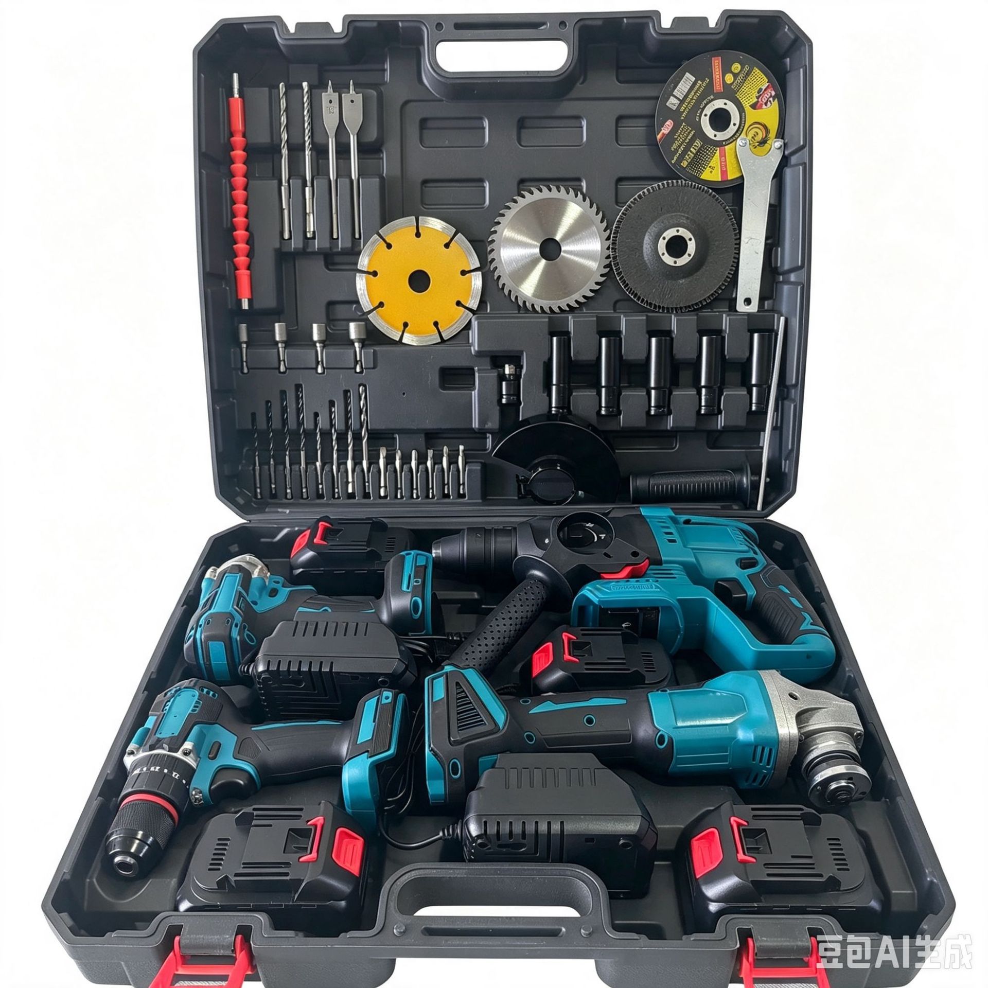 Juego de Herramientas Eléctricas de Litio Set de 4 Piezas Recargable para Construcción e Ingeniería