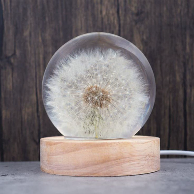 Epoxy Resin Night Light DIY Kit — Silicone Mold & Mirror-Effect Globe, 60/80 mm Lamp Base Options