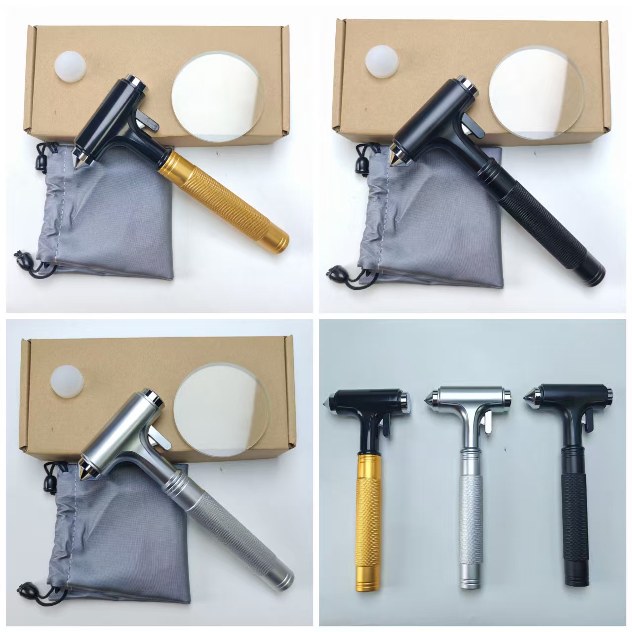 Car-Mounted Escape Hammer, Multifunctional 3-in-1 Emergency Life-Saving Fire Rescue Tungsten Steel Metal Hammer, Wholesale in Stock, Window-Breaking Tool