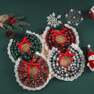 Pet Christmas Scarf Pet Christmas Series Drool Towel Bell Ornaments Accessories Bow Cross-Border Manufacturer in Stock