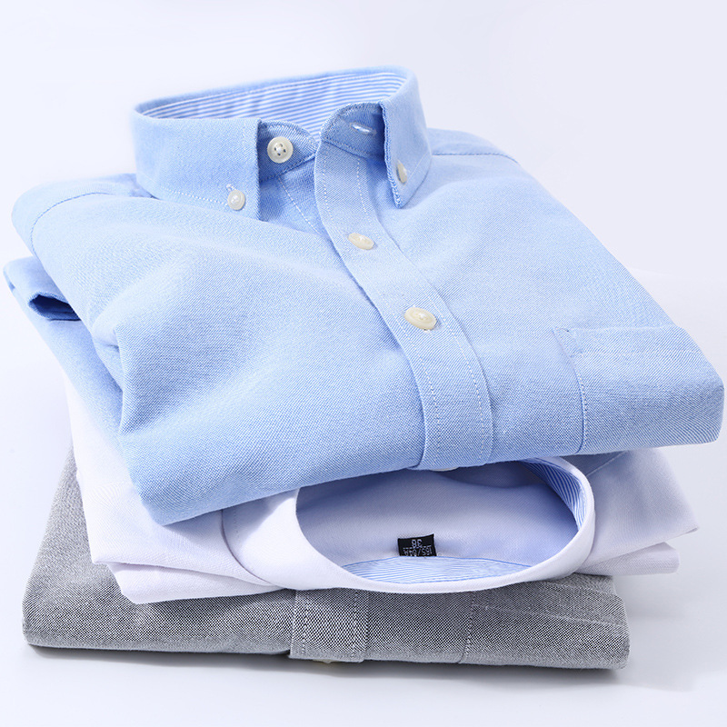 Men's Oxford Spinning Shirt Casual Spring Long Sleeve Solid Color Shirt Men's Fashion Black Business Shirt Fashion Wholesale
