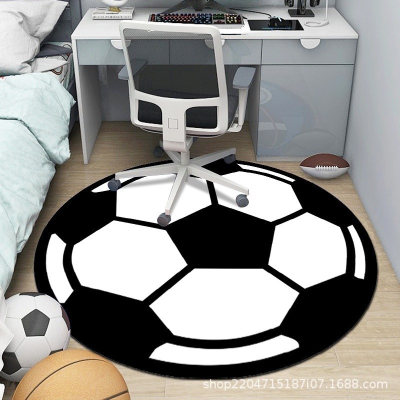 축구 농구 룸 장식 바닥 매트 크리에이티브 볼 크리스탈 벨벳 라운드 카펫 컴퓨터 의자 회전 의자 비 슬립 바닥 매트