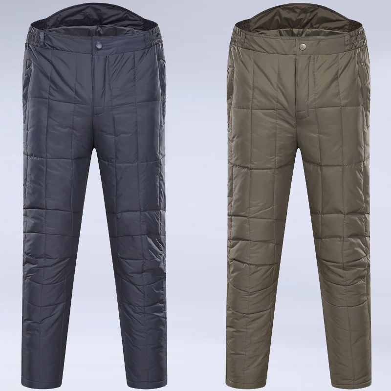 Middle-aged and elderly down pants men's outer wear thickened and fattened high waist large size warm cotton pants down pants high waist deepened crotch