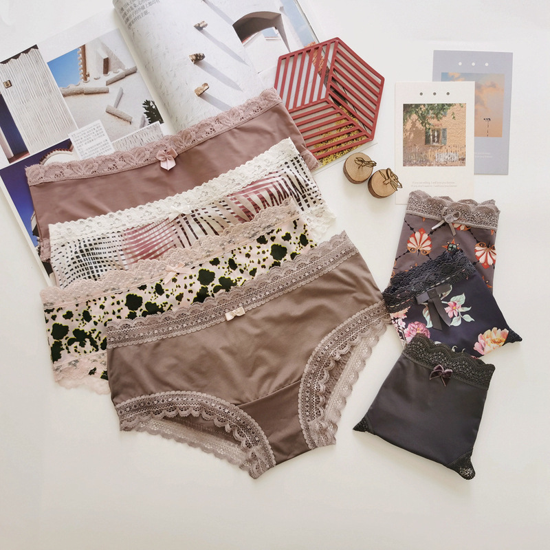 PINK GIRL milk silk ladies briefs lace naked seamless low waist close skin source factory