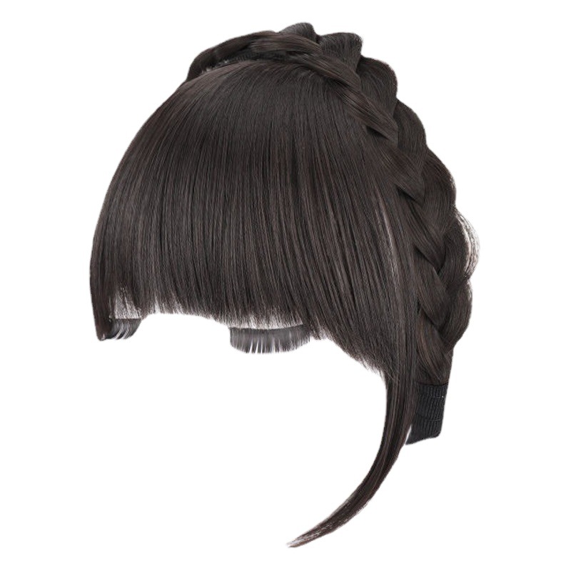 Peluca de flequillo de aire hembra frente natural hueso de pescado trenza peluca banda de cabello flequillo integrado flequillo falso invisible pieza de cabello