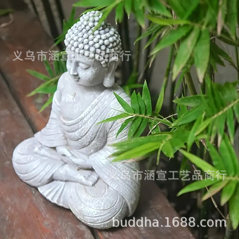 Garden Buddha Decoration Chinese Zen Sitting Statues of Sakyamuni Courtyard Layout Landscape Study Entrance Photography Props