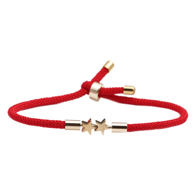 Cruz de cobre europeo y americano amor estrella retráctil pulsera ajustable rojo Milan cuerda pulsera de las mujeres