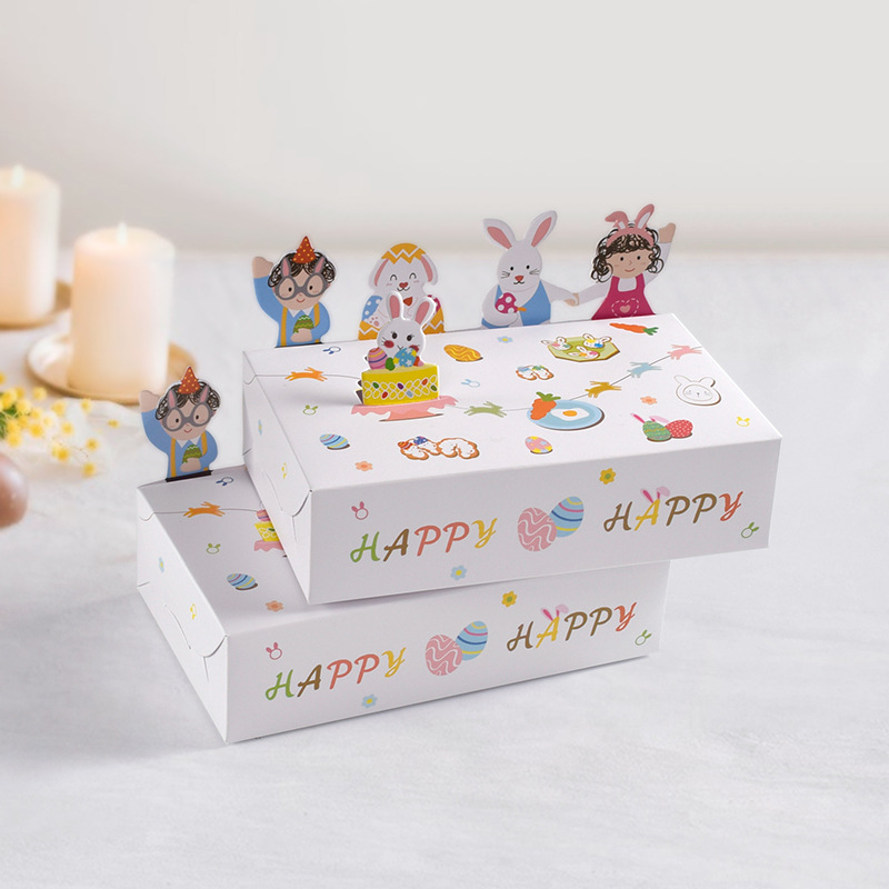 生日party礼品包装礼盒纸盒立体兔子动物复活节糖果折叠盒10个/包