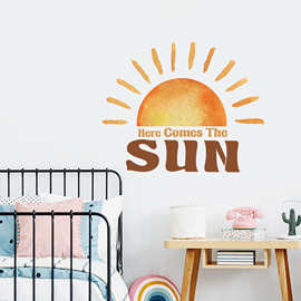 PH2932 SUN太阳复古英文字母墙贴纸客厅幼儿园墙壁装饰跨境可移除