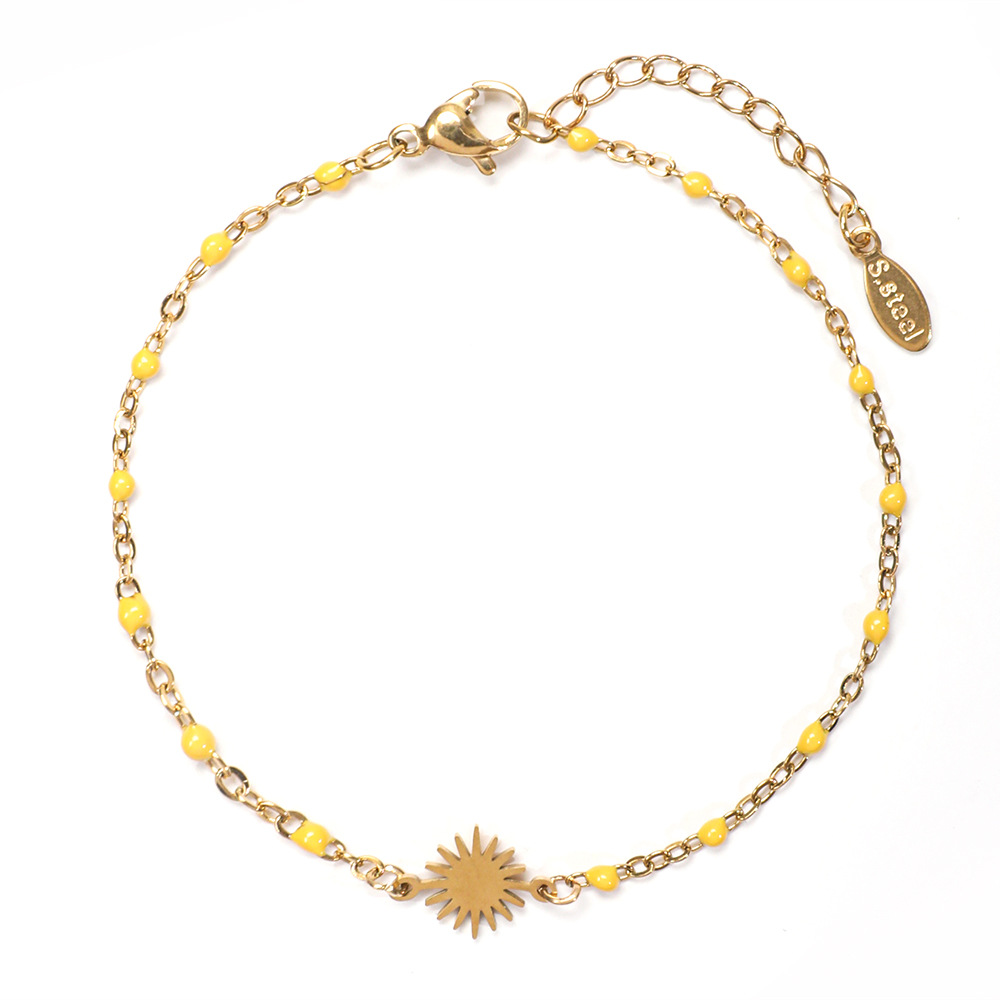 5g Weight Bracelets Classification 1 Piece Quantity Holiday, Daily Occasion Stainless Steel Material Sun Pattern Women's Gender Enamel, Plating Design Simple Style Style Simple Style Sun Stainless Steel Enamel Plating Bracelets 1 Piece 9