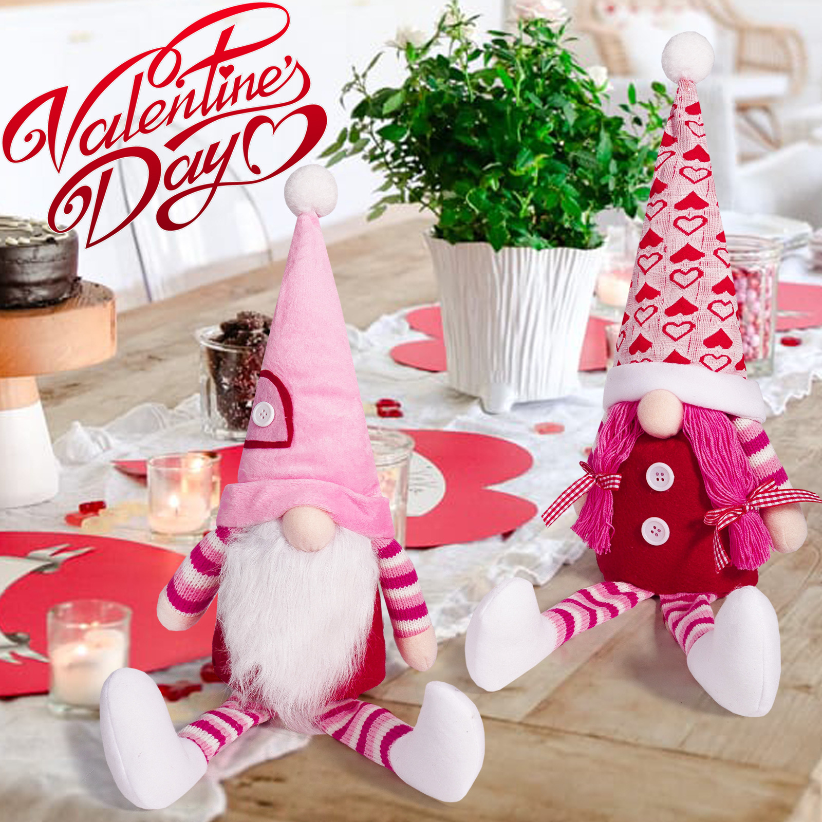 Nuevos productos transfronterizos Día de San Valentín muñecas sin cara amor amorosas piernas largas Rudolph decoraciones de vacaciones decoraciones de mesa