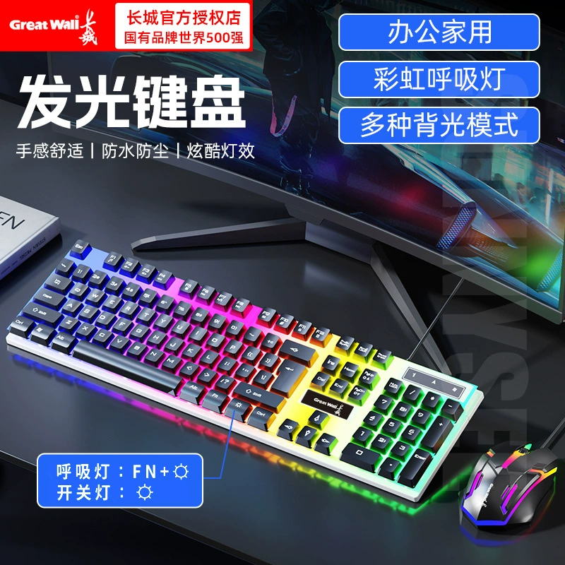Комплект клавиатура и мышь для игр (LIMENDE GTX350), проводной RGB подсветка, дизайн с подвеской