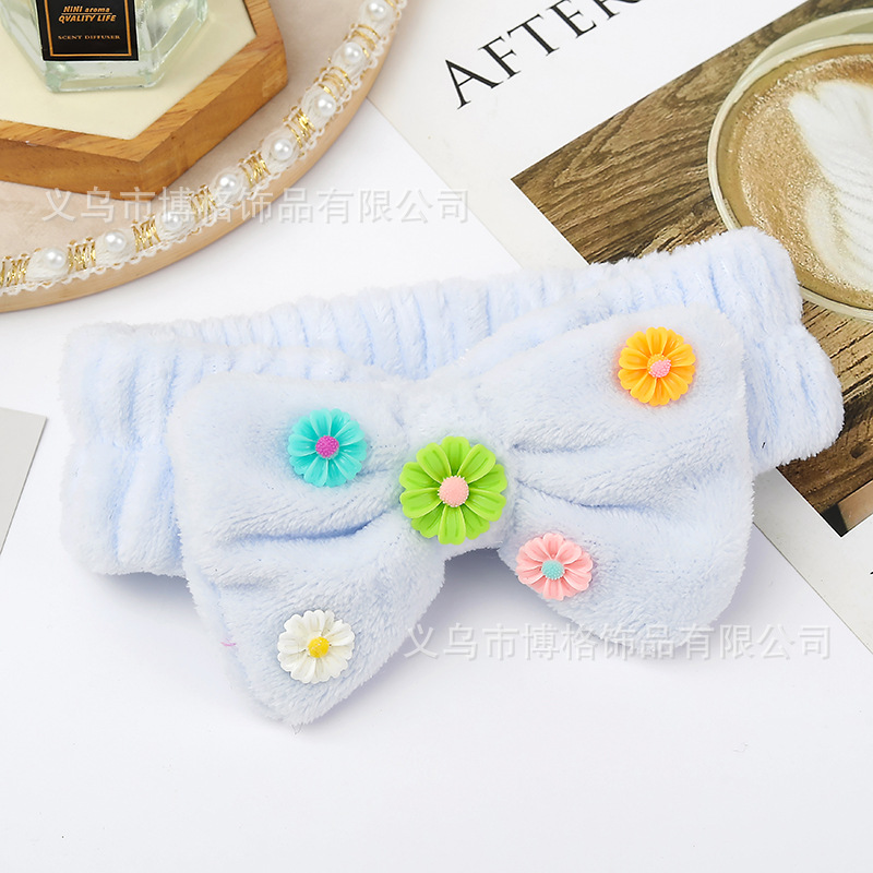 Nueva diadema de ala ancha mujer dibujos animados tridimensional pequeña flor arco cara lavado maquillaje deportes pelo banda maquillaje accesorios para el pelo