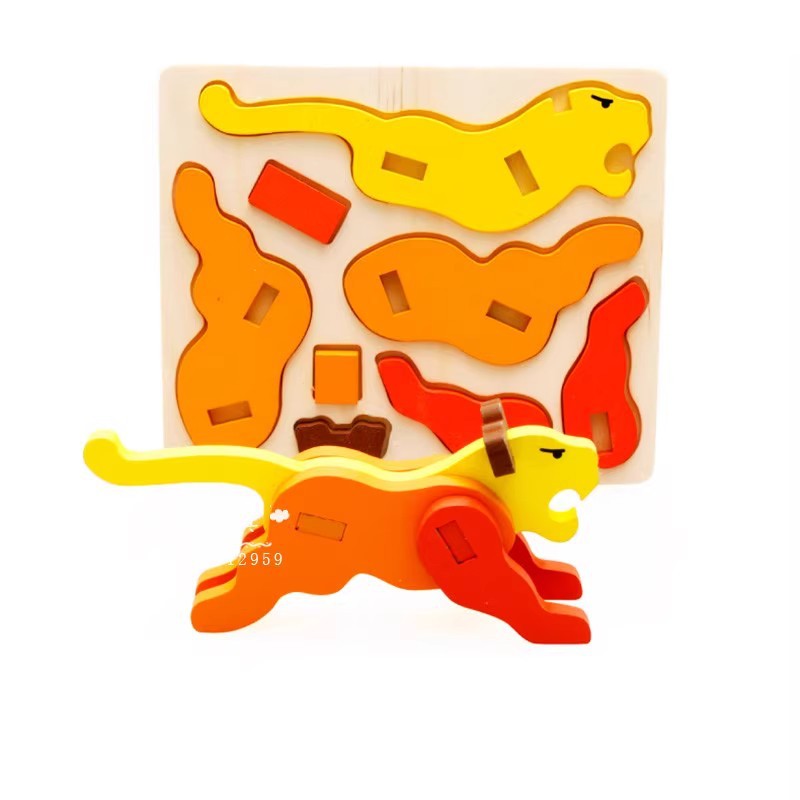 Oferta especial 3D tridimensional rompecabezas animal rompecabezas modelo niños y niñas bebé inteligencia acumulación rompecabezas de madera juguete