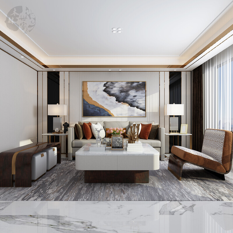 新中式全实木沙发高档茶几轻奢布艺组合别墅小户型客厅中式家具
