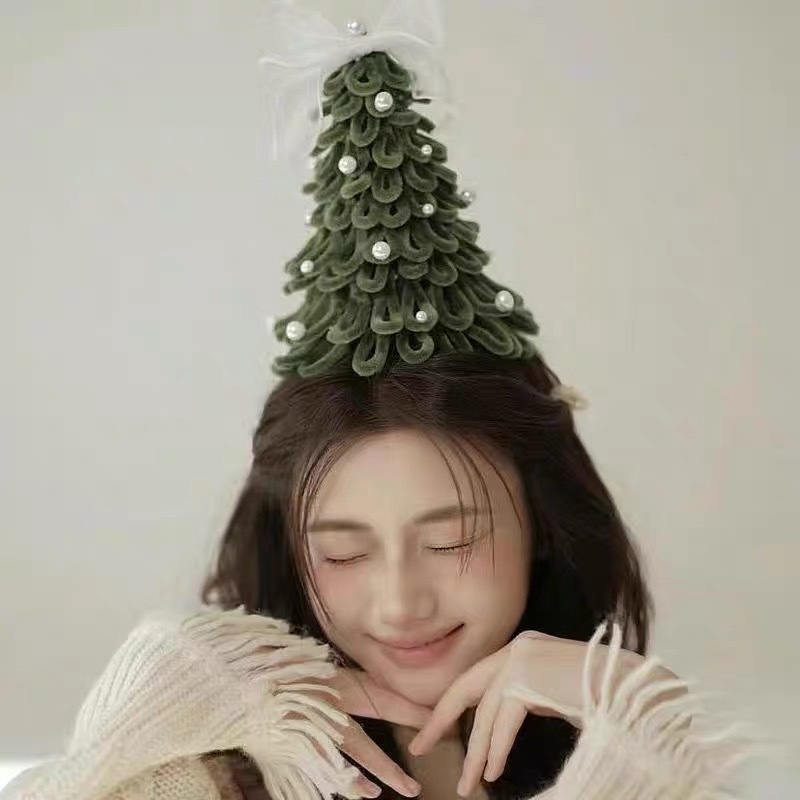緑のクリスマスツリーのカチューシャ手作りヘアピンツイストスティックdiy材料バッグカチューシャかわいいクリスマスプレゼント|undefined