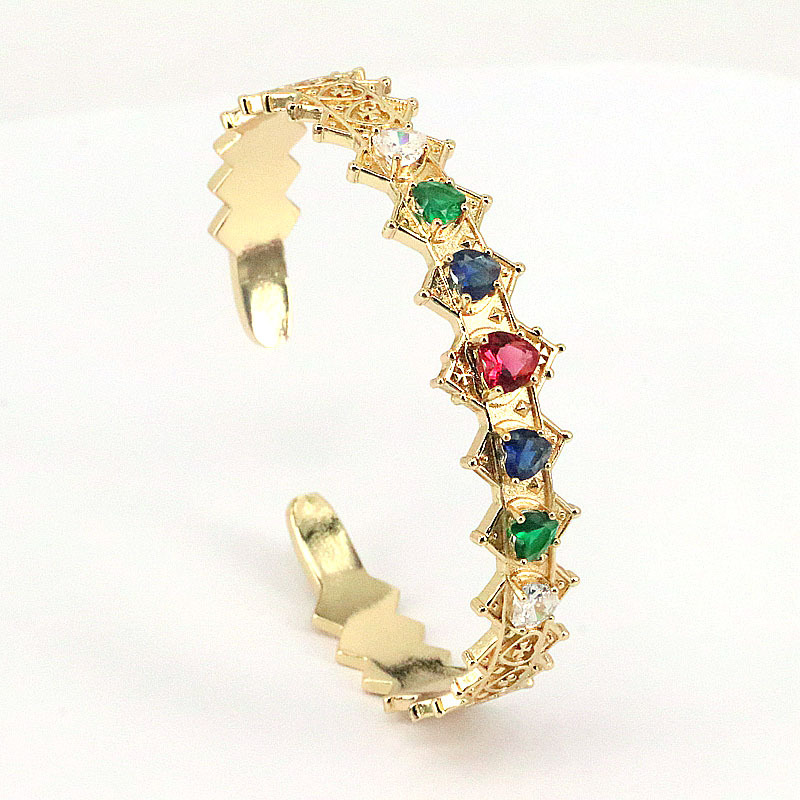 Fashion new style copper Gold-Plated Micro Inlaid Color Zircon Open Geometric Bracelet