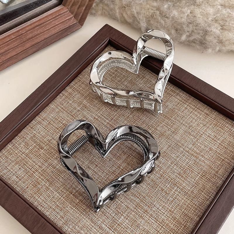 Golden en forma de corazón alta Cola de Caballo clip fijo horquilla trasera de las mujeres exquisita horquilla clip de gama alta tocado de gama alta