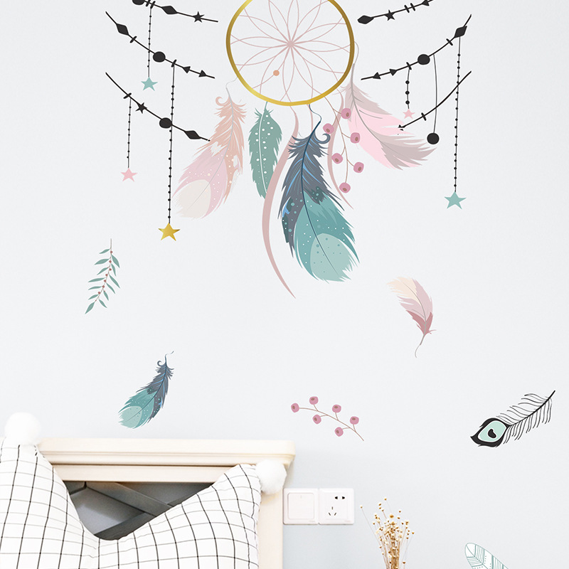 Cartoon Feather Dream Catcher Cloud Children's Wall Sticker display picture 3