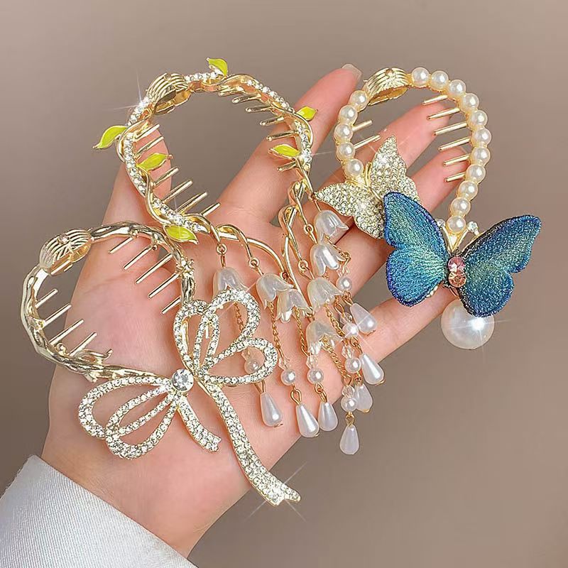 古風鈴蘭流蘇ヘアピン団子の髪飾り女性の高級感バラの髪のフックの気質の半分の髪のクリップ