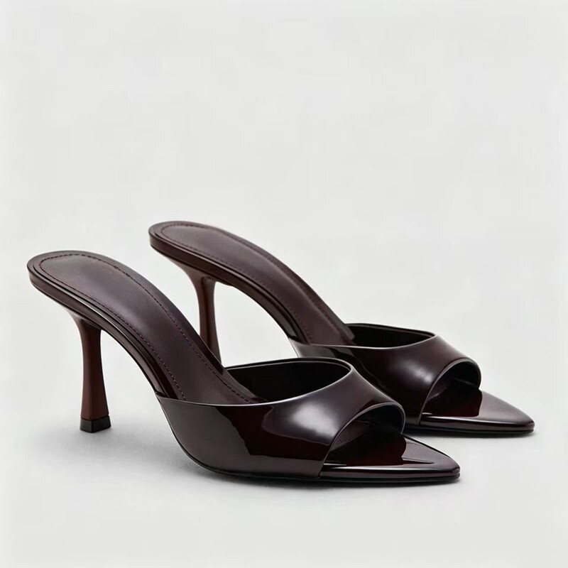 Foreign Trade 2026 Summer New Women's Shoes Patent Leather Mules High-Heeled Sandals Women's Thin-Heeled Slip-On Slippers Women's Outdoor Shoes Foreign Trade 2026 Summer New Women's Shoes Patent Leather Mules High-Heeled Sandals Women's Thin-Heeled Slip-On Slippers Women's Outdoor Shoes