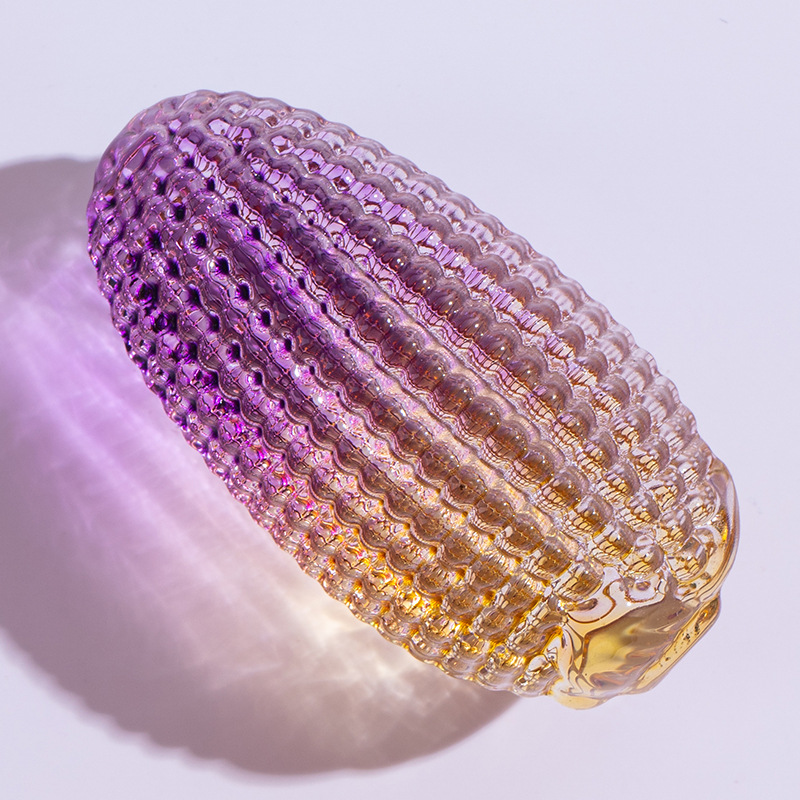 Ornamento de maíz de cristal de cristal de vidrio, maíz de color, maíz hecho a mano puro, maíz amarillo, decoración del hogar