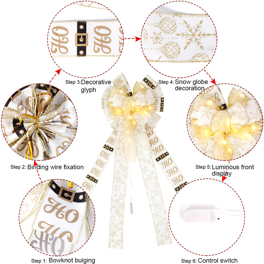 Home & Garden Luminous Christmas Bow Christmas Decoration Double Layer Bow Diy Accessories Door Decoration Pendant_voghion.com