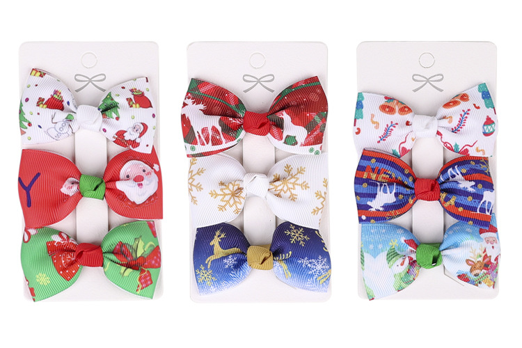 Christmas Printed Bow Children's Hairpins 3 Sets Wholesale Nihaojewelry display picture 14