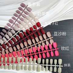 啞光磨砂甲片短圓假指甲成品 多款美甲貼片美甲甲片 穿戴甲短款